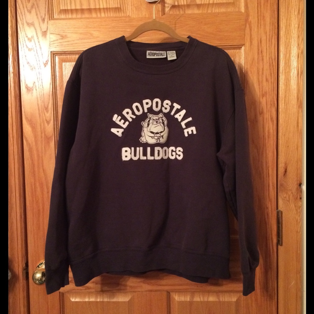 Navy Blue Aeropostale Bulldog Crewneck Sweatshirt